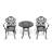 3-Piece Set Of Cast Aluminum Patio Furniture  With Black Frame And Off-White Seat Cushions-1973831265