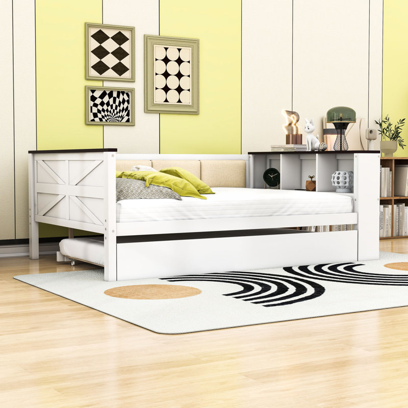 Wooden Frame Daybed with USB and Trundle and Storage, Full/Double