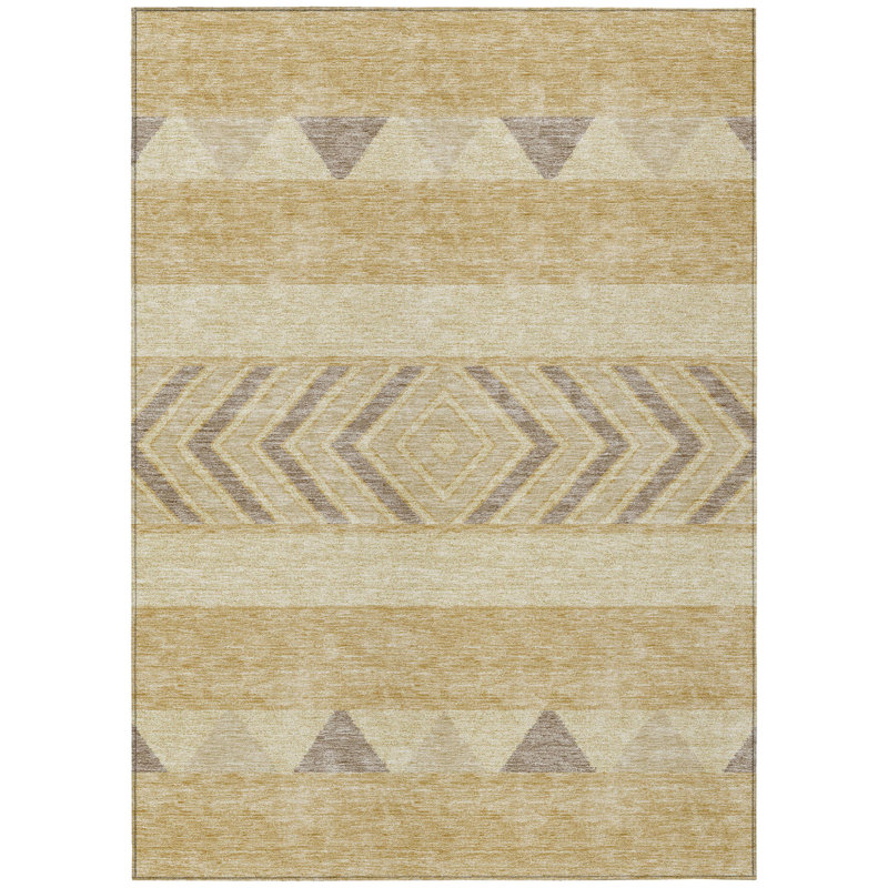 Tapis intérieur / extérieur lavable taupe et beige doré 5 pi x 8 pi Southwestern
