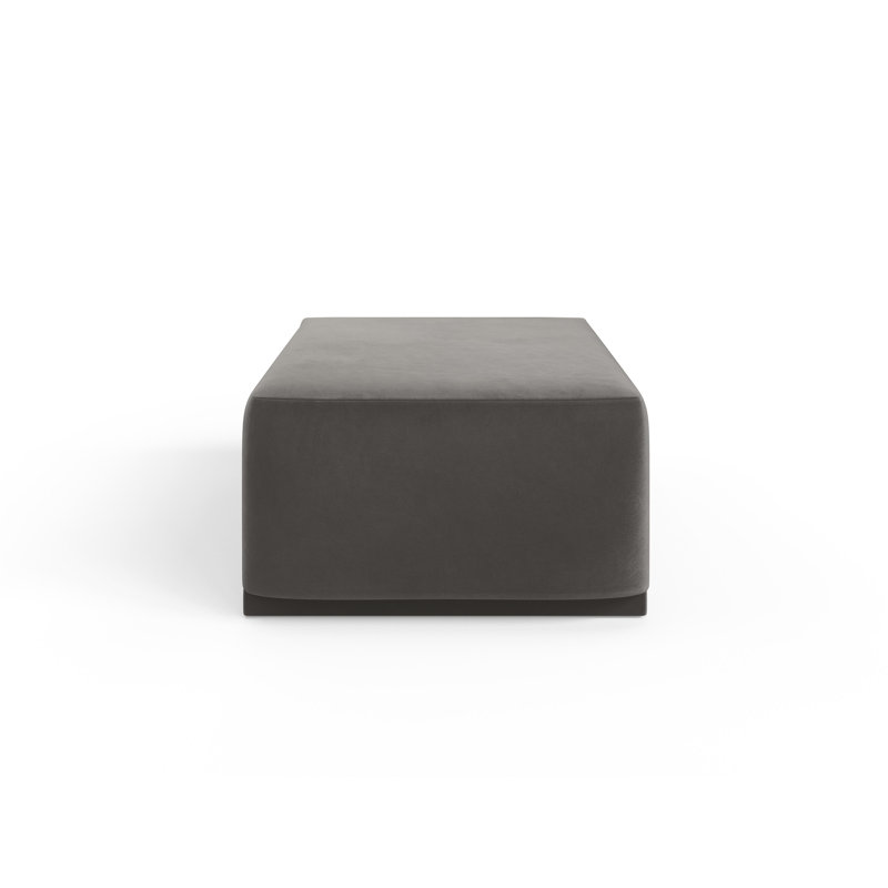 70cm Wide Velvet Pouffe Ottoman, Dark Grey