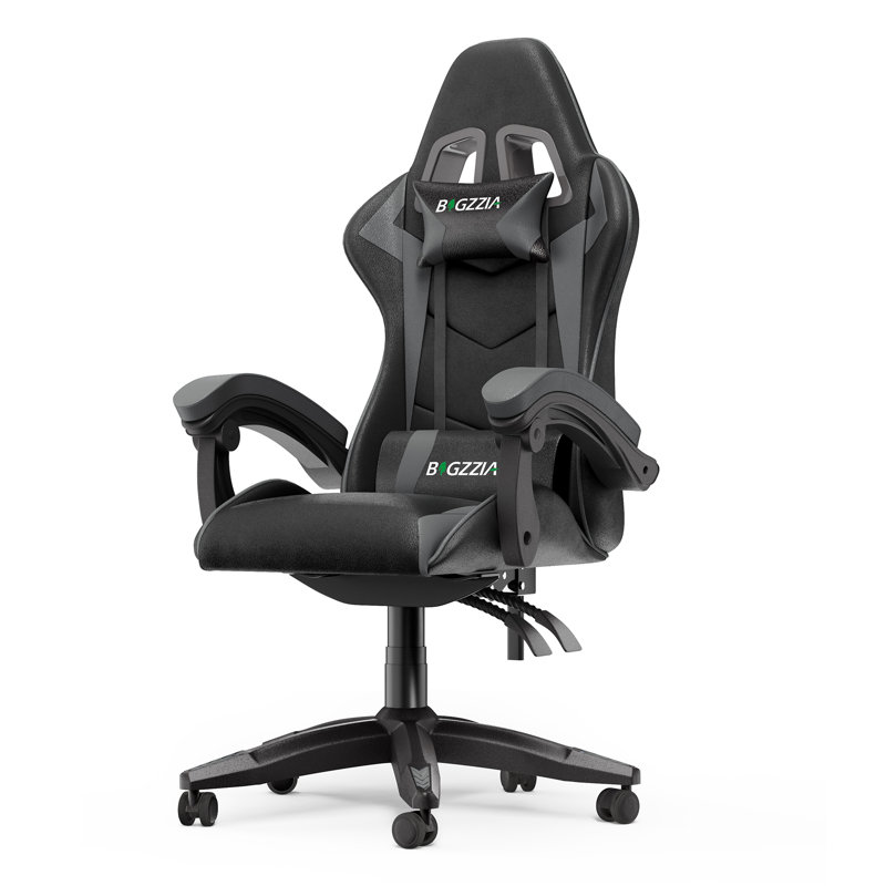 Ergonomic High-back Game Chair with Adjustable Lumbar and headrest support, Grey/Black