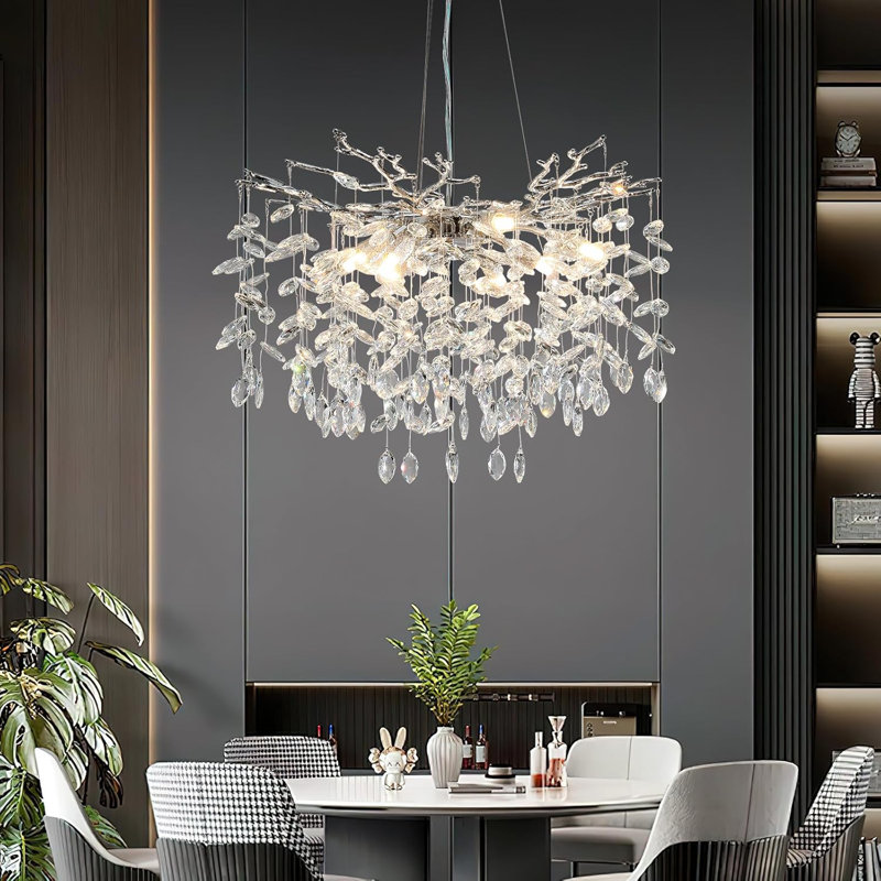 Lustre en cristal Paree Luxury, Argent, H 17,7 po x l 23,6 po x P 23,6 po