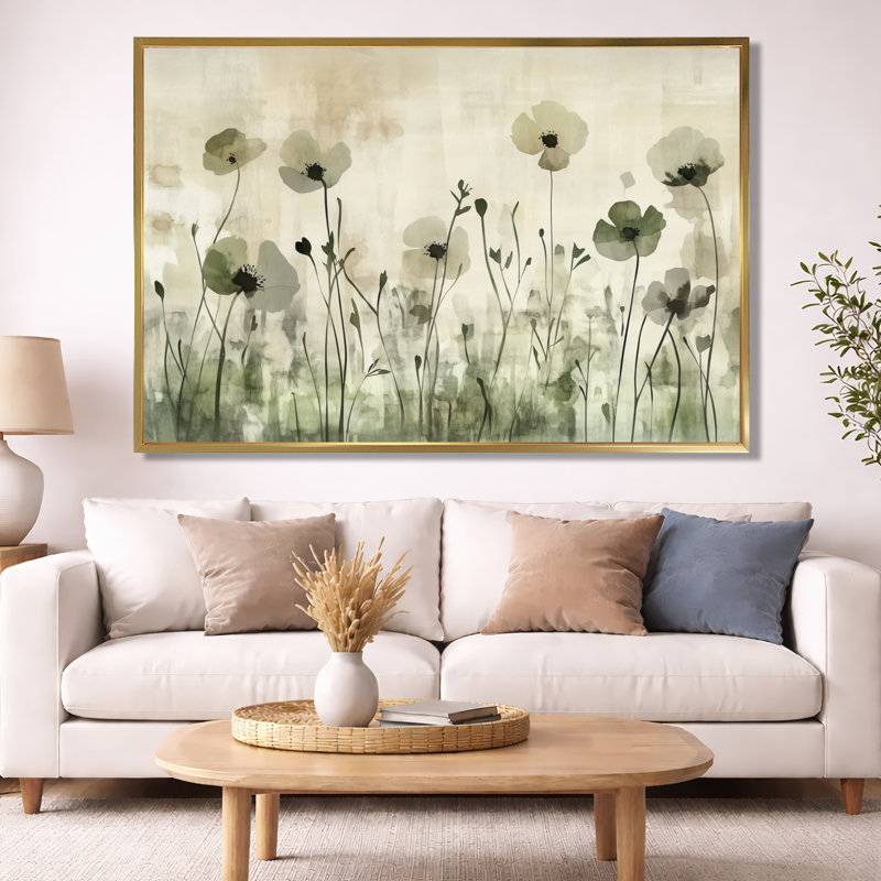 «Blooming Garden», art mural sur toile botanique, Ryley, H 40 po x l 60 po, Cadre flottant doré