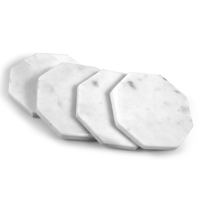 Marbre blanc en blanc élégant, sous-verres octogonaux