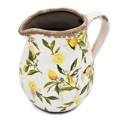 Ileah Ceramic Pitcher Vase with Lemon Motif