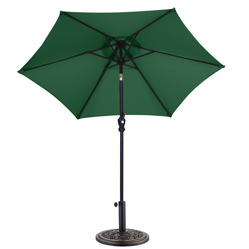 Parasol de patio 7,5 pi avec base, Vert