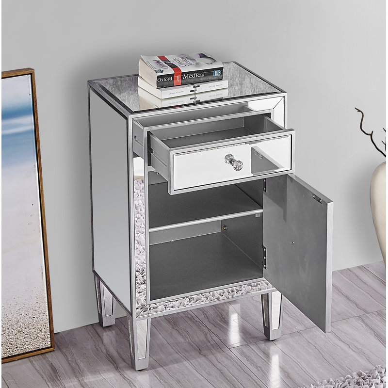 Table de chevet 18 po Jeni, Argent antique