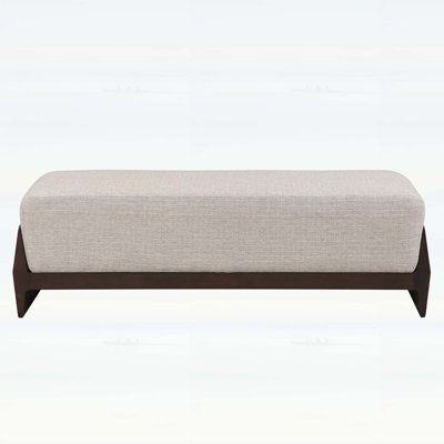 Rubber Wood Bench with Thick Soft Cushions, Comfortable Seating for Three People