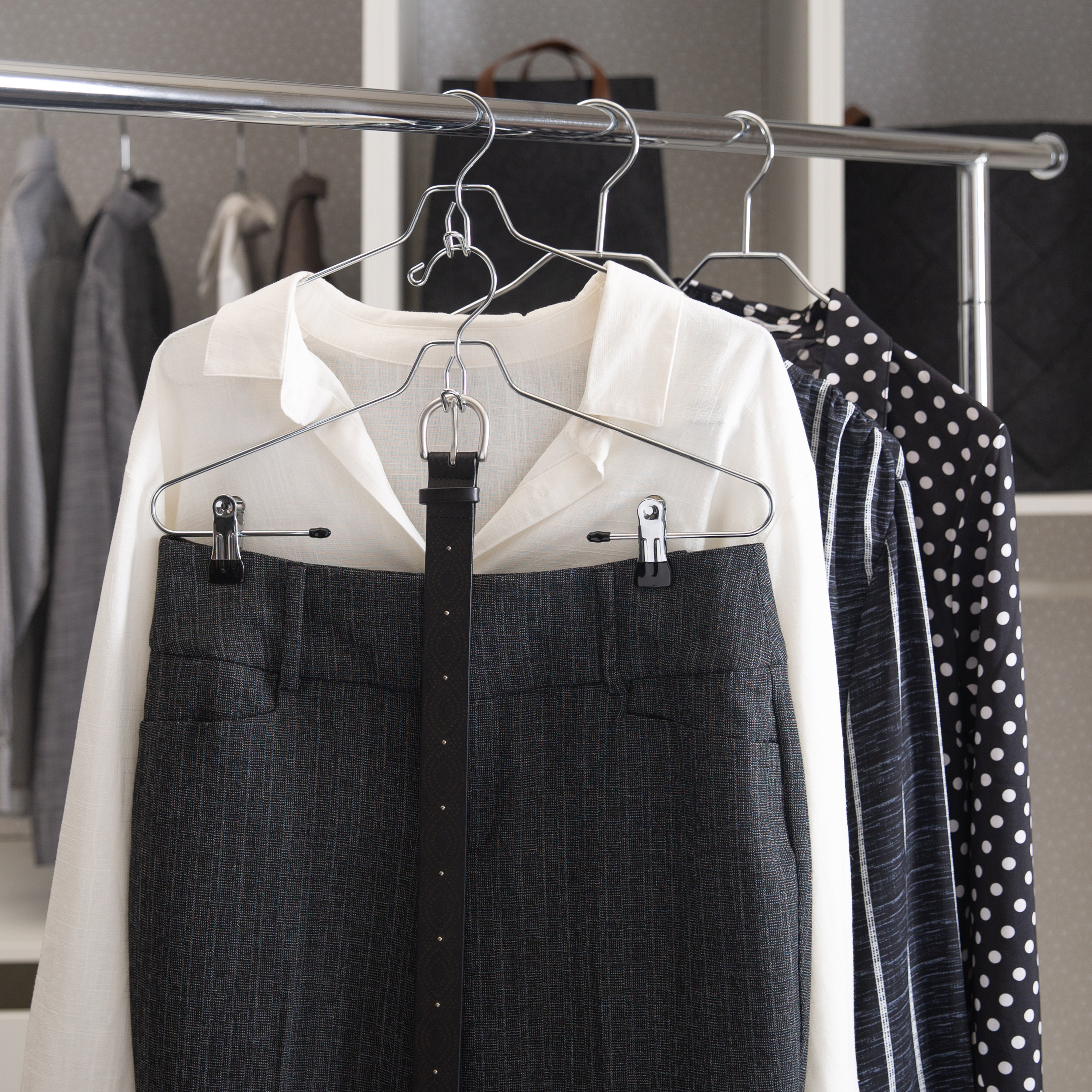 Simplify Non Slip Velvet Skirt Hangers with Clips, 6 Pack, White 