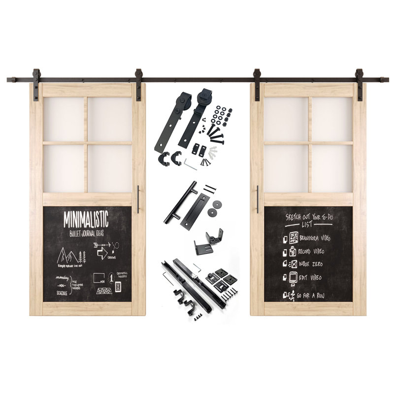 Portes de grange non assemblées et non finies avec ensemble de quincaillerie d'installation non-Bypass de 36 po x 80 po Homacer
