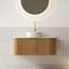 Meuble-lavabo de salle de bain flottant rond de 36 po en céramique, surface en pierre frittée, armoire naturelle et grand rangement avec glissières de tiroir à fermeture en douceur