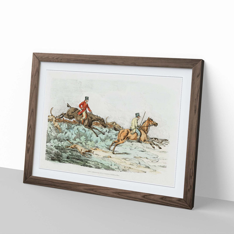 Hounds on the Hunt by Henry Alken - Picture Frame Painting Print, 36cm H x 48cm W x 2cm D, Walnut Framed