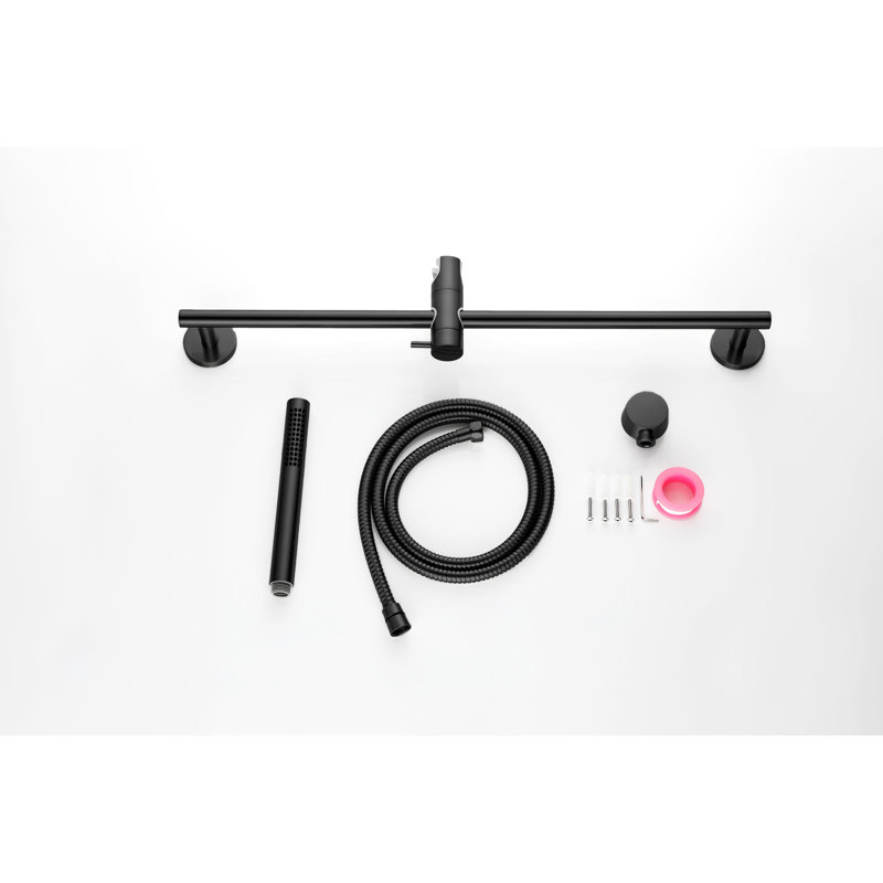 28-inch Slide Bar Handheld Shower With 59-inch Hose - Adjustable Height Head Nozzles, Strong Stainless Steel Matte Black Look And Adjustable, Nozzles Appearance