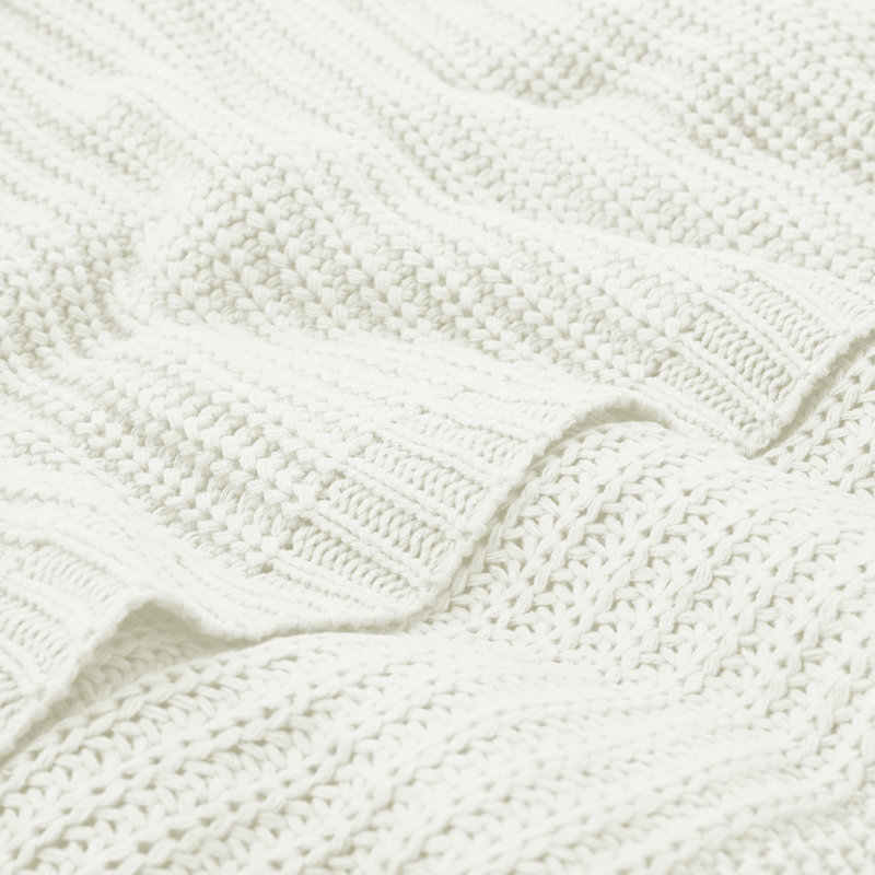 Jeté en tricot gaufré - couverture décorative légère respirante 50 "x 60" pour canapé, canapé et lit - Jeté Coho Farmhouse - lavable à la machine, blanc