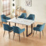 Modern 150Cm Effect Dining Table With 6 Luxury Velvet Chair With Arm