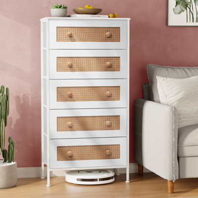 Abegail Aluminum 23.23'' W 5 - Drawer Dresser, White