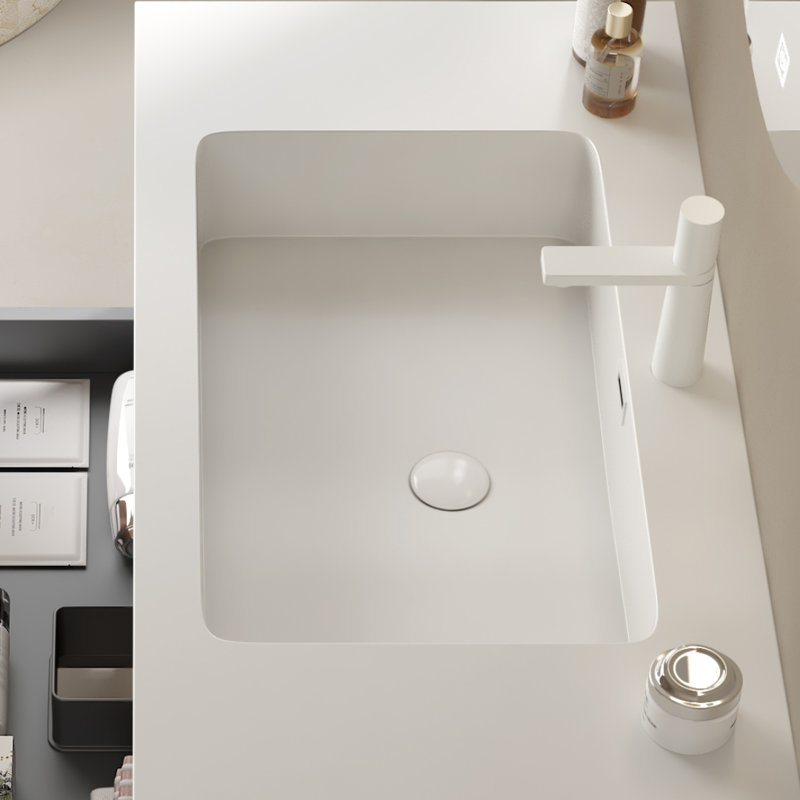 Lavabo encastré rectangulaire encastré 30 "sans bonde et robinet, Italie gris clair