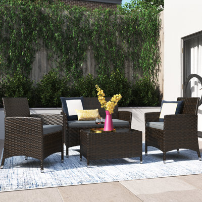 Rayna 4 - Person Patio Conversation Set with Cushions