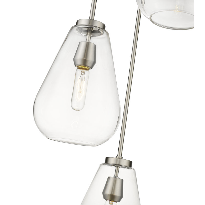 Luminaire suspendu en forme de goutte à 3 lumières Apollonios, Nickel brossé