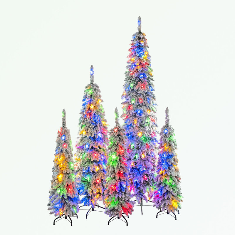 5-piece Artificial Christmas Tree with Snow Flocking