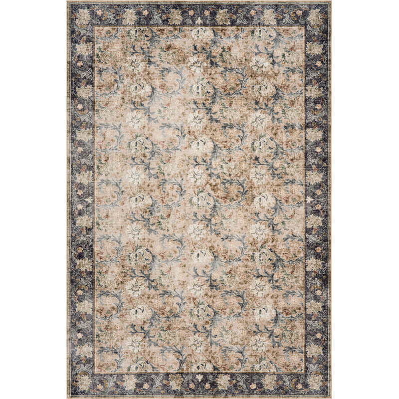  Carivelle Floral & Paisley Washable Rug, Ivory, Rectangle 8'6" x 11'6"
