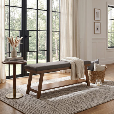 Sleek Storage Bench with Upholstered Seat – Modern Bedroom, Entryway & Living Room Bench, 350 lbs Capacity, Easy Assembly