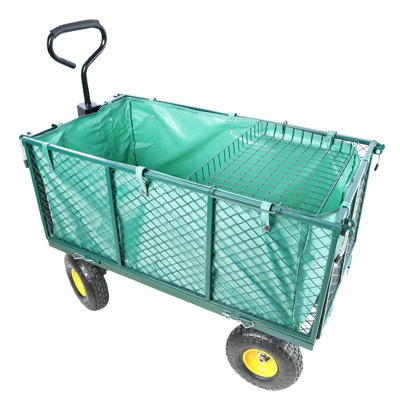 Flower Cart Garden Flower Cart Is Easier To Transport Firewood (Green+Cloth Bag)