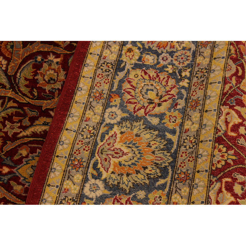 Tapis orange / rouge / bleu marine en laine noué à la main 7 pi 11 po x 10 pi 4 po Abagail