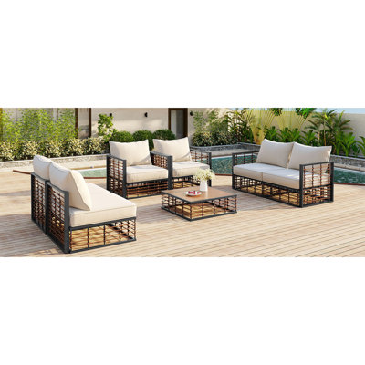 Ensemble de canapé modulaire de patio en métal 7 pièces Topmax