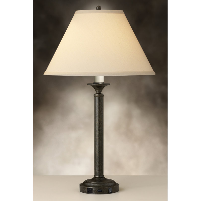 Ensemble de lampe de table bronze martelé 30 "avec prise USB et prise Martello