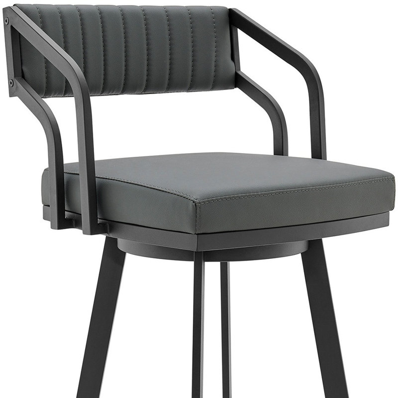 Tabouret de bar pivotant 26 po gris ardoise indémodable avec finition argentée