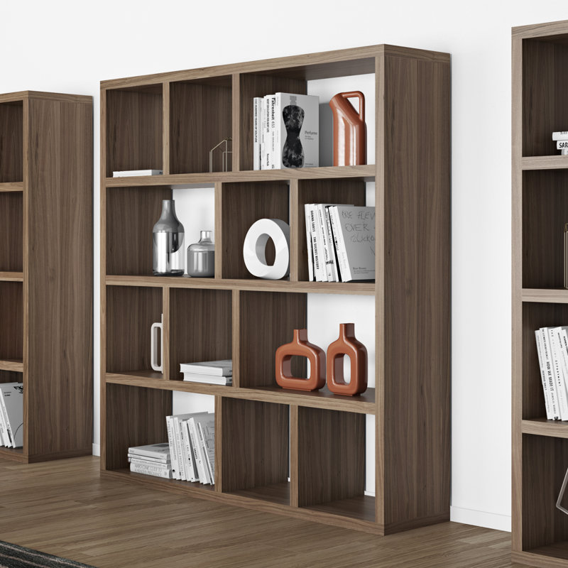 Bibliothèque en bois manufacturé Stetson, Noyer, (4 tablettes) H 63 po x l 59 po x P 13 po
