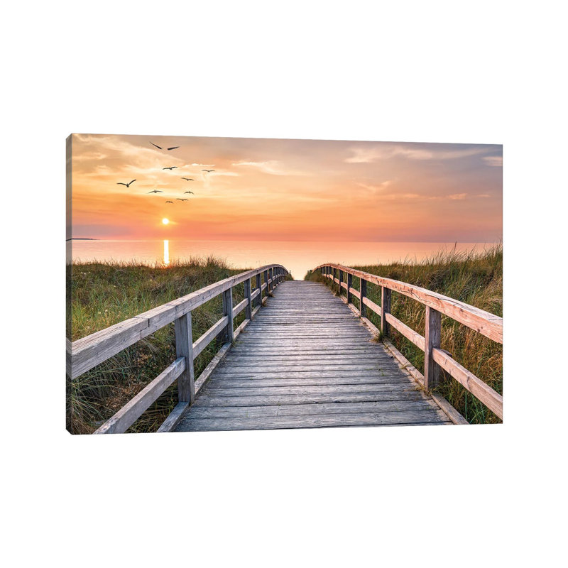 Beautiful Sunset At The Dune Beach, North Sea Coast, Germany by Jan Becke - Wrapped Canvas Gallery-Wrapped Canvas Giclée