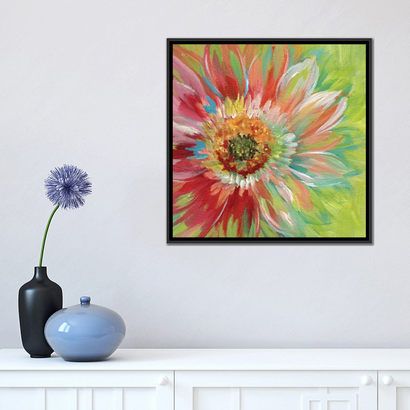 « brillante soleil burst », impression sur toile, H 18 po x l 18 po x P 1,5 po, Toile avec cadre flottant noir, Pas de tapis