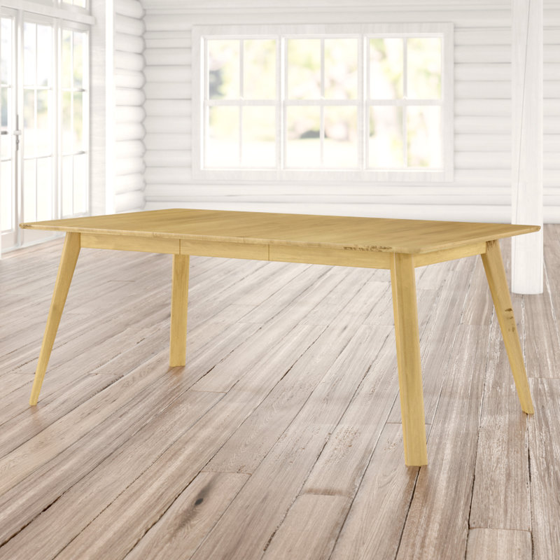 Leclair Extendable Maple Solid Wood Dining Table, Natural, 29" H x 36" W x 60" D- 78" L
