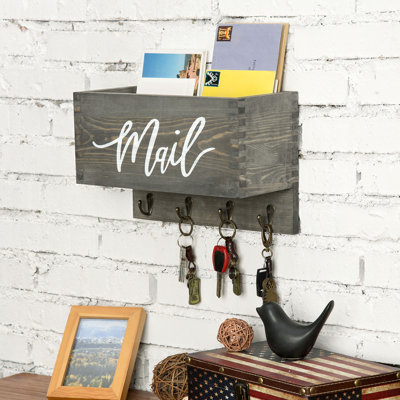 Orazia Wall Mail Organiser with Key Hooks/Mail Storage
