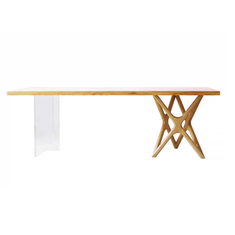 Ash Solid Wood Top Dining Table, 33.46" W x 94.48" L
