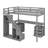  Loft Bed With Desk And Storage Stairs, Drawers And LED Light Space-152297702-152297705