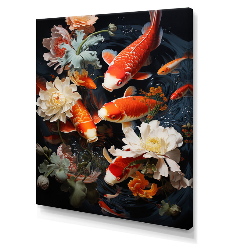 «Asian Art Infinite Koi I», reproduction d'art sur toile, H 40 po x l 30 po x P 1,5 po, Toile tendue