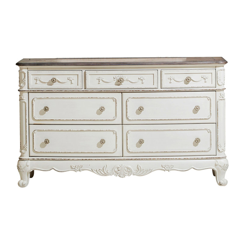 Commode classique avec 7 tiroirs, commode de rangement pour chambre à coucher