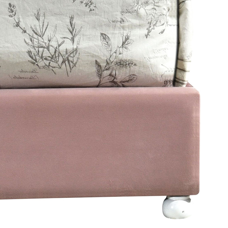 Twin Size Bed With Pink Upholstery And Elegant Head Design In Comfortable Headpiece