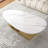 51.2'' Marble Oval Coffee Table,Luxury Living Room Table, White Coffee Table with Gold Base, Modern Center Table for Office-704049456