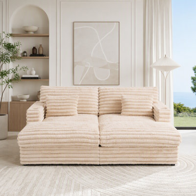 Très grand canapé-lit double avec canapé-lit de 82 po et canapé-lit moelleux avec deux coussins de soutien, ports USB et porte-gobelets