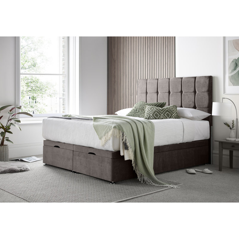 Cube Naple Divan End Lift with 54" Floorstanding Headboard, Small Double (4'), Slate Grey