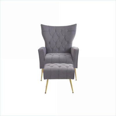 Fauteuil d'appoint moderne gris clair avec repose-pieds, fauteuil rembourré confortable pour adultes, siège polyvalent pour salon, chambre à coucher, appartement, bureau