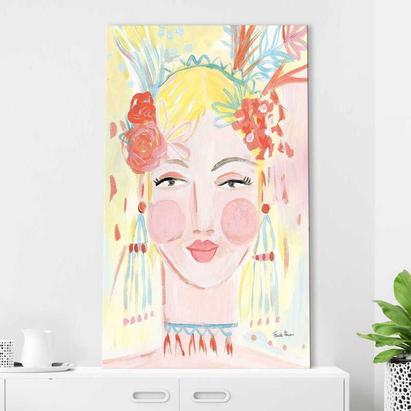 Boho Lady I - Peinture, Toile tendue, H 40 po x l 24 po x P 1,5 po