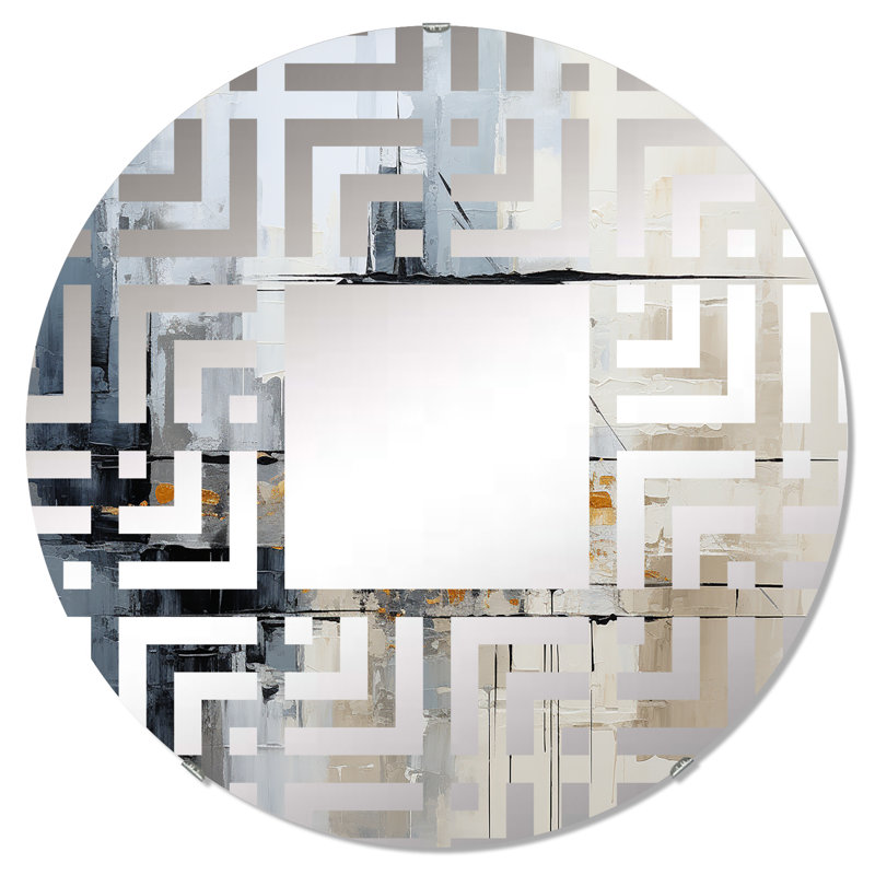 Cercle de miroir décoratif gris, 23,6 po x 23,6 po