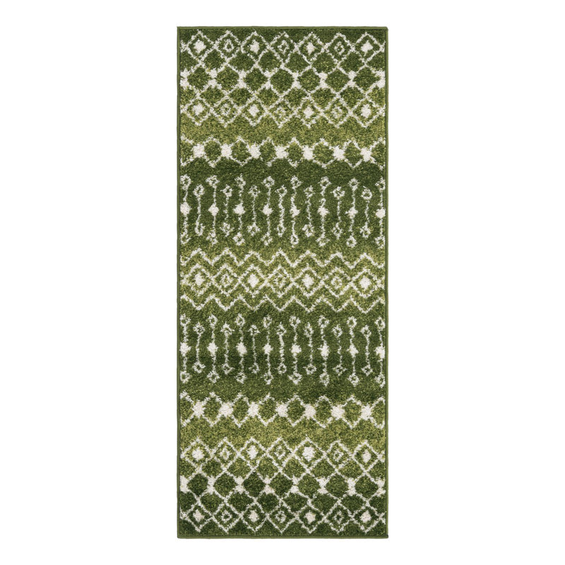 Somerville Geometric Indoor Rug, Runner 2' x 5'3", Green/Cream