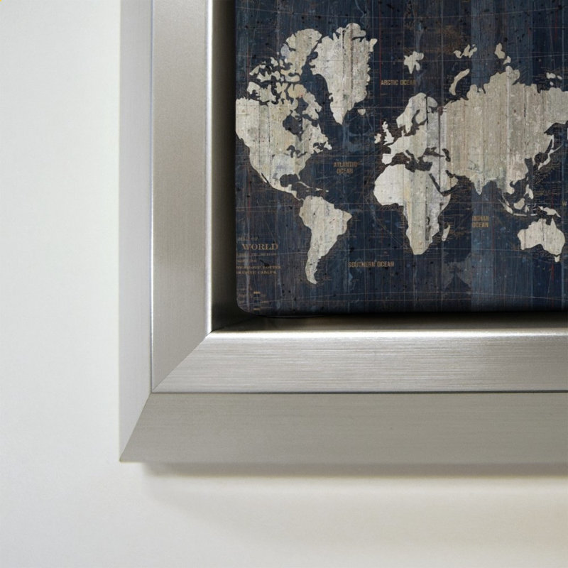 Old World Map Blue 2 by Wild Apple Portfolio - Graphic Art on Canvas, White, 24" x 24", Beveled Floating Frame