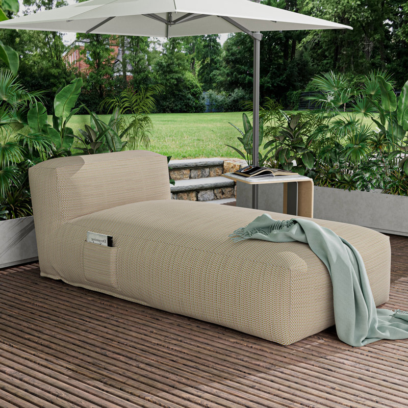 Chaise longue d'extérieur Adeen, chaise longue de piscine avec coussin inclus pour jardin, piscine et terrasse., Orange clair